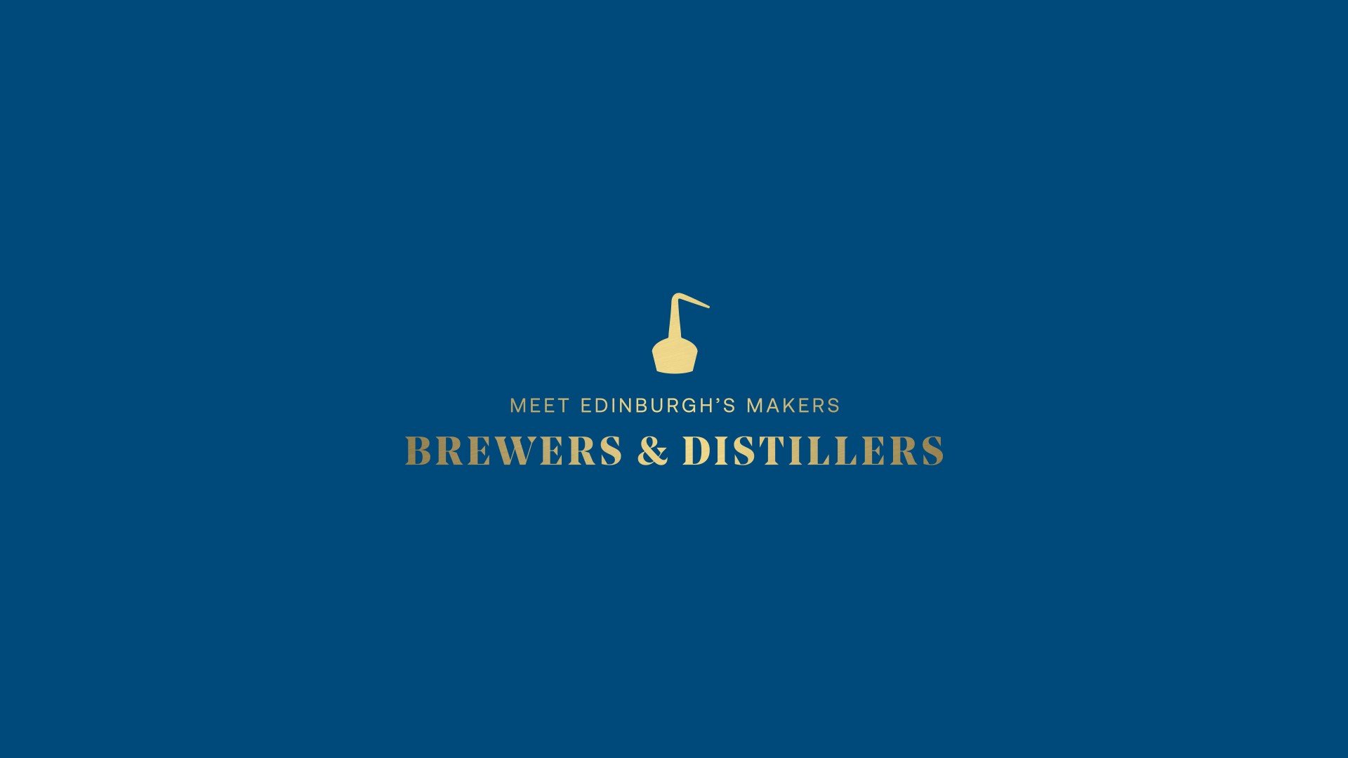 Blue background with Brewers and Distillers written in gold