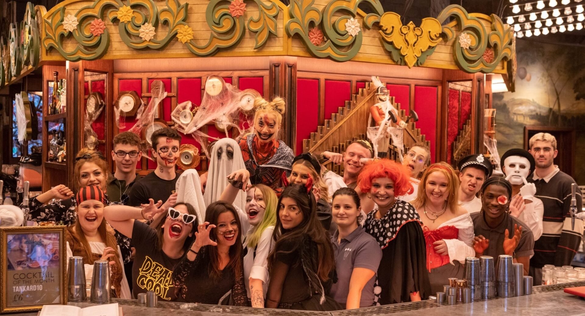 People dressed up in Halloween costumes at Edinburgh Flight Club