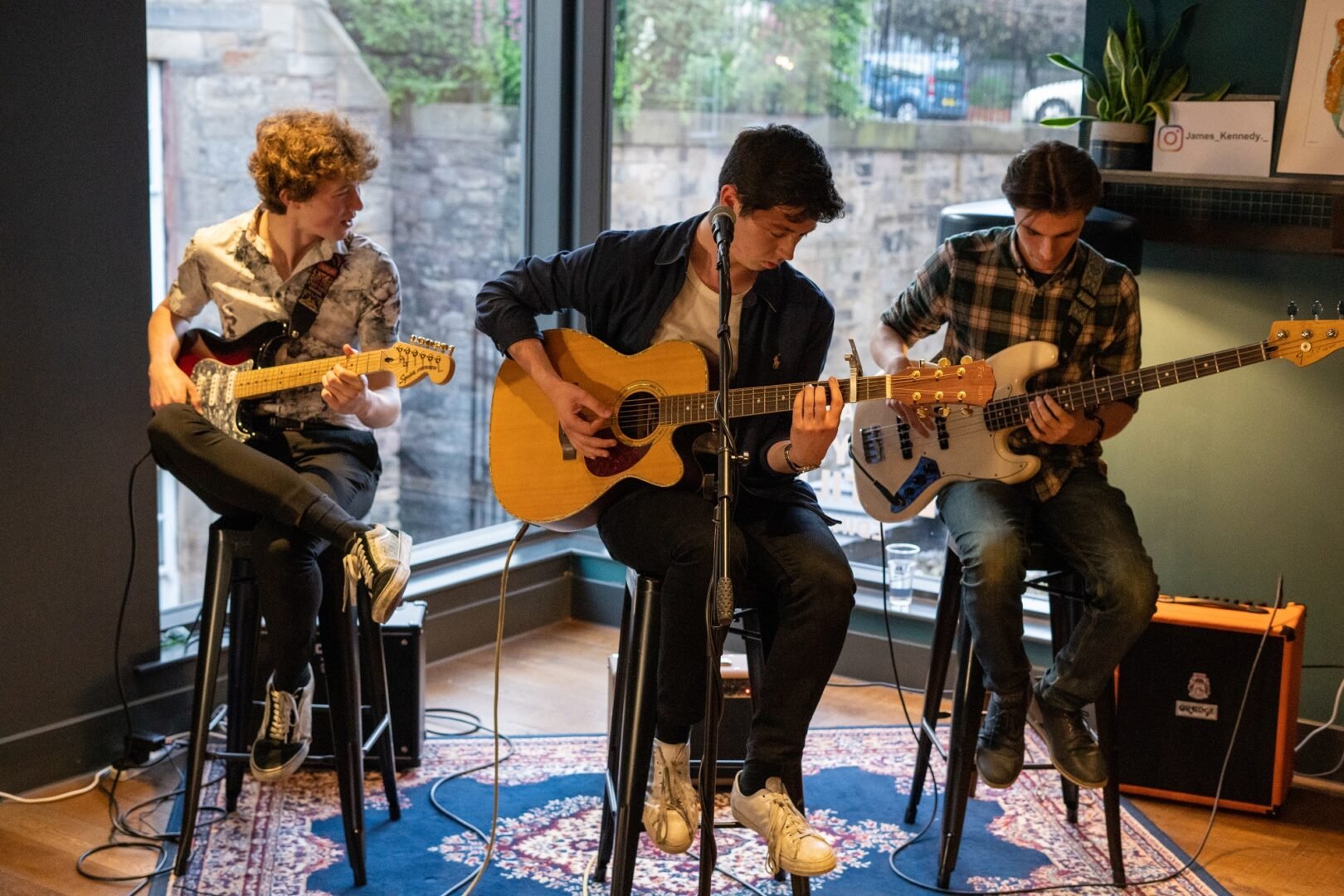 Burns celebration at holyrood distillery with band playing