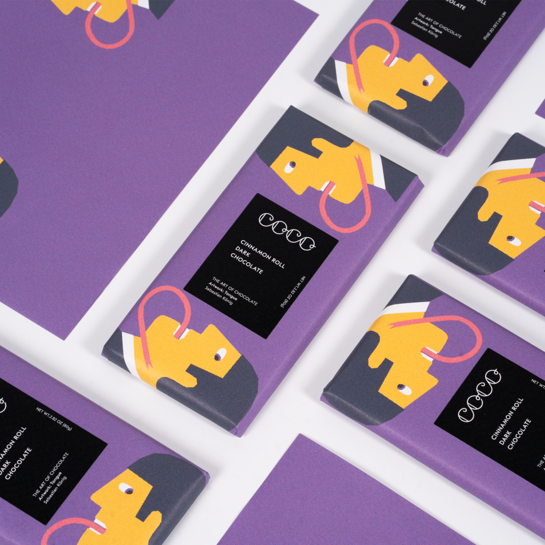 Coco chocolate bars with stylish packaging designed by contemporary artists.