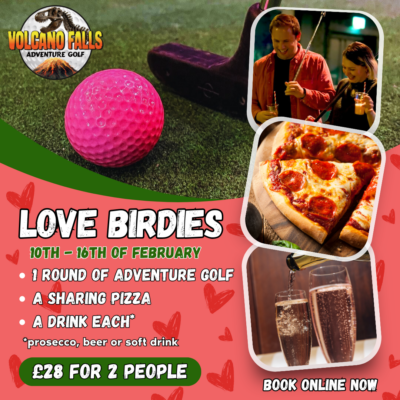 Vocano Falls poster for Love Birdie valentines event