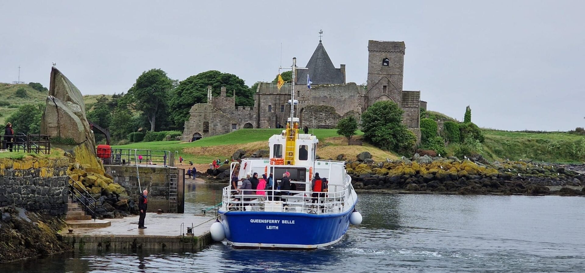 Forth Bridges Boat with Incolm Island in background