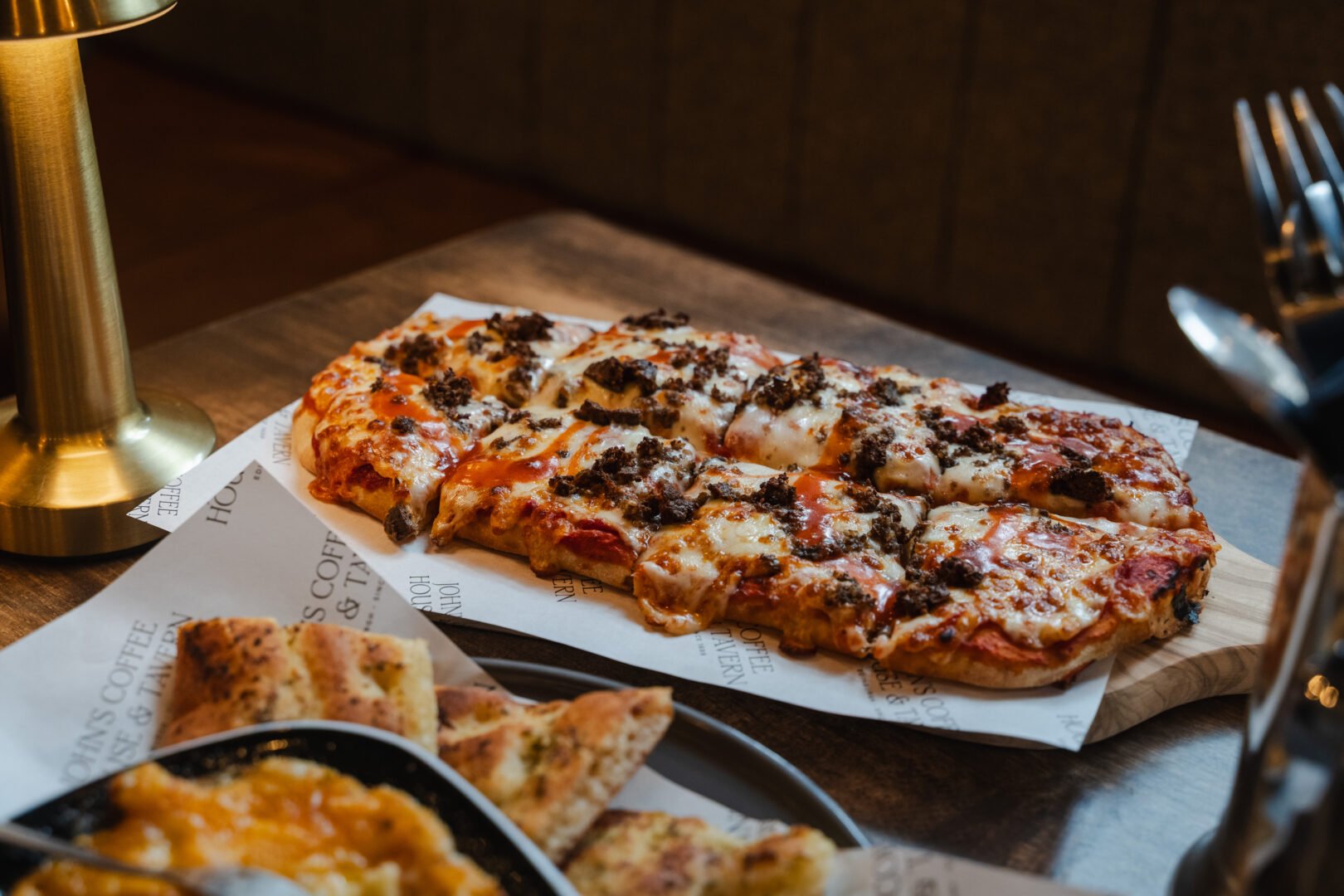 fiery scotsman Pizza at Johns Coffee House