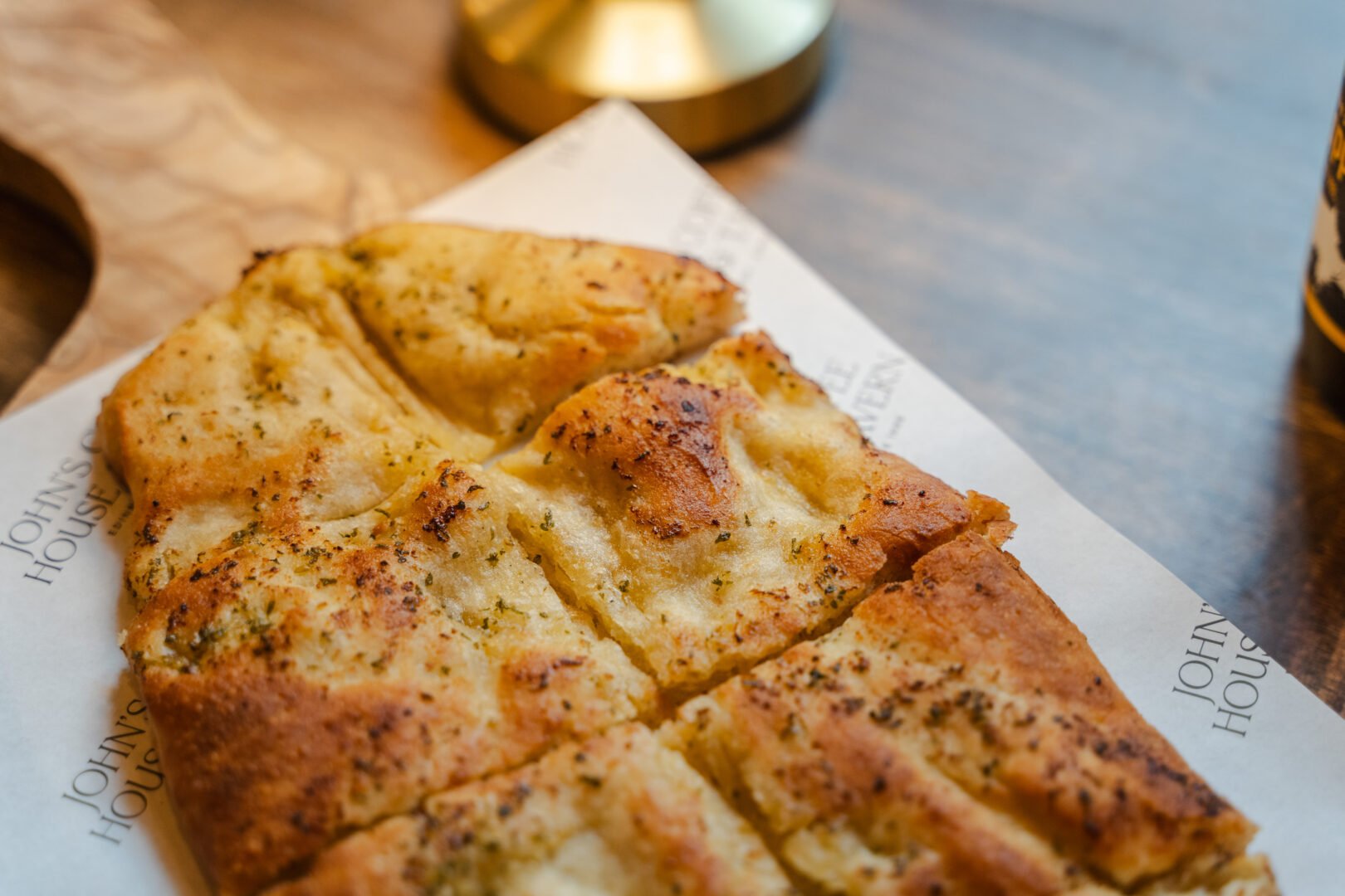 garlic bread at Johns Coffee House
