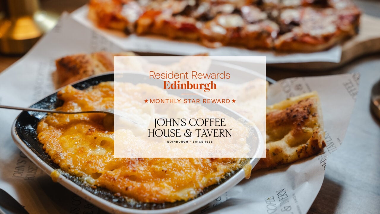 Macaroni Cheese and Pizza with Resident Reward Star logo on top.