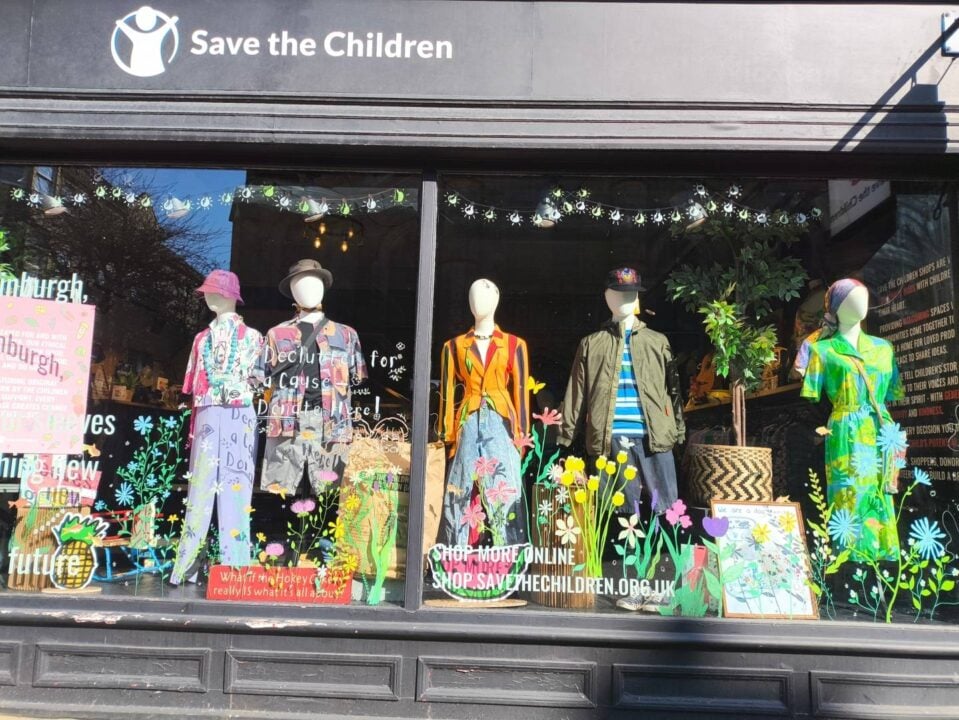 Window display of Save the Children shop