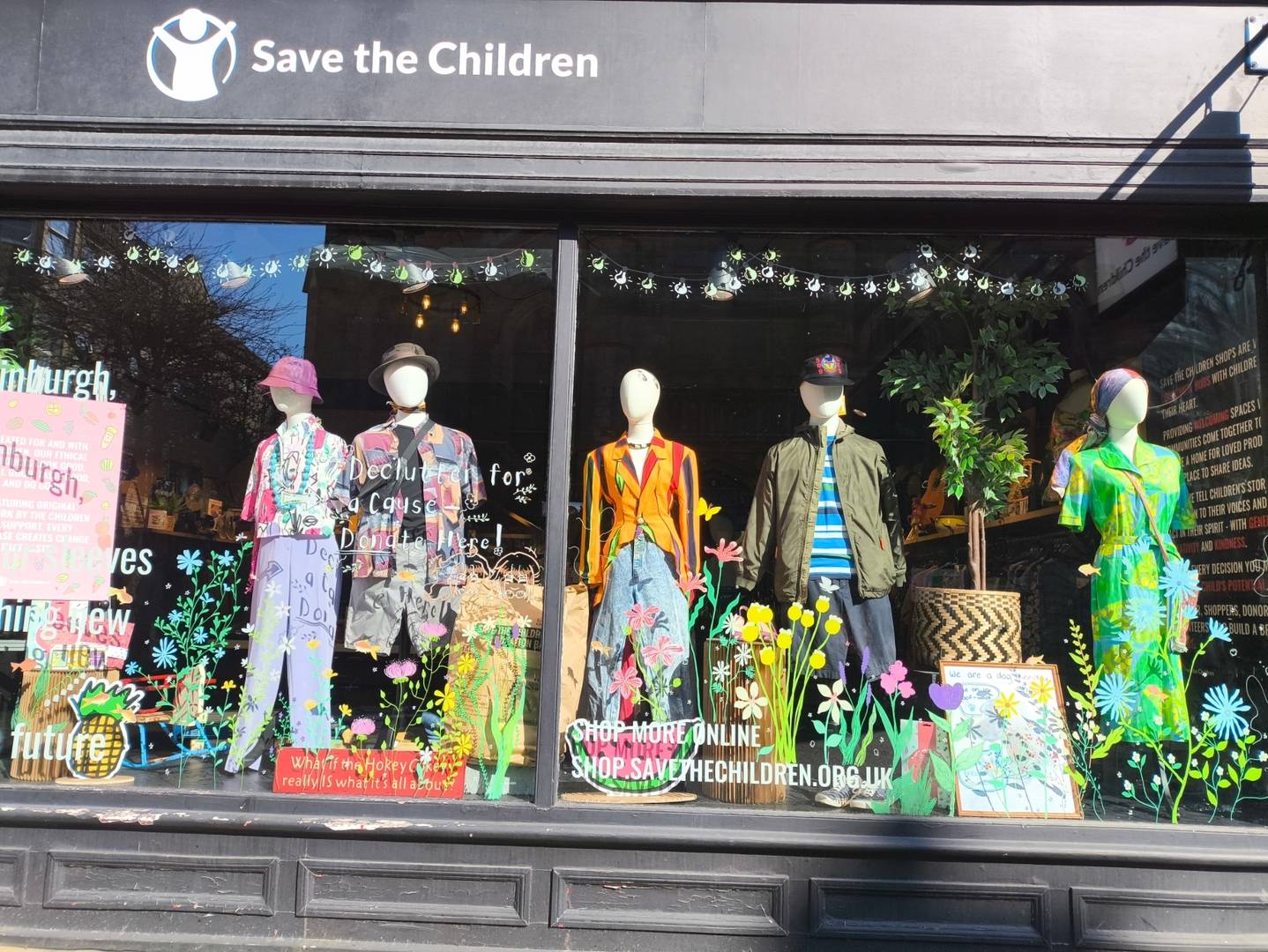 Window display of Save the Children shop