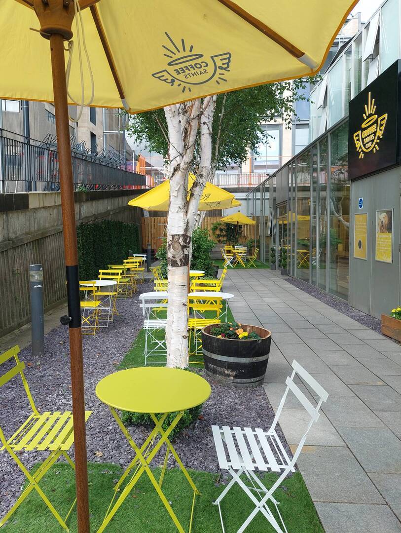 Coffee Saints outdoor seating area