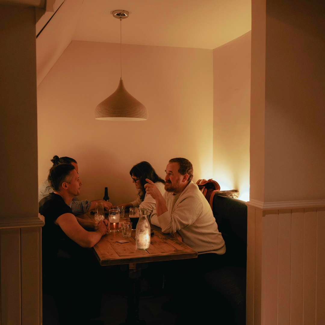 Drinks in a booth at Mara