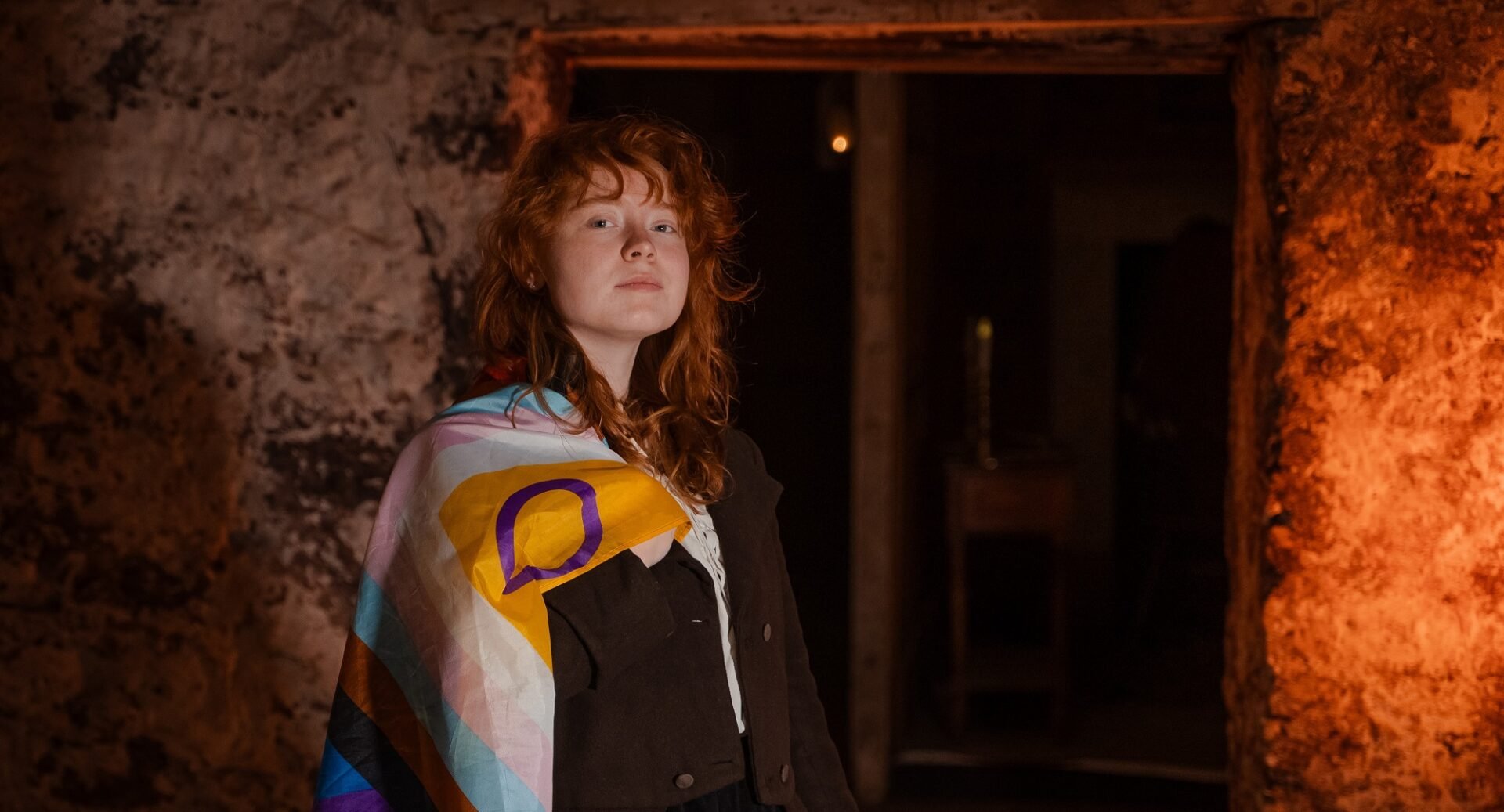 Tour guide dressed up as character from the Pride Tour at Real Mary Kings Close