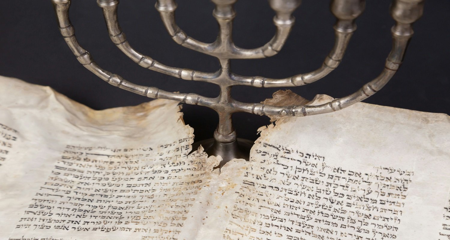 A menorah and some hebrew text