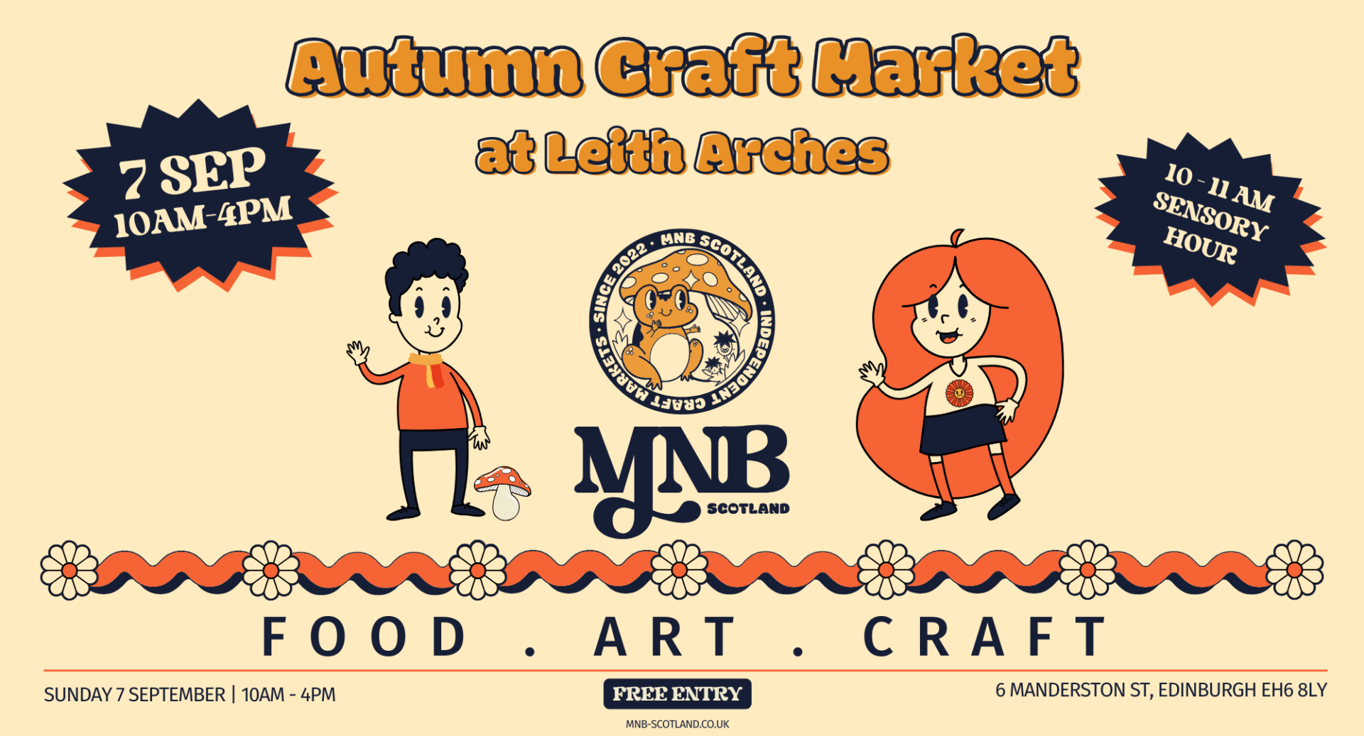 Orang and black poster image of MNB Autumn Craft Market.