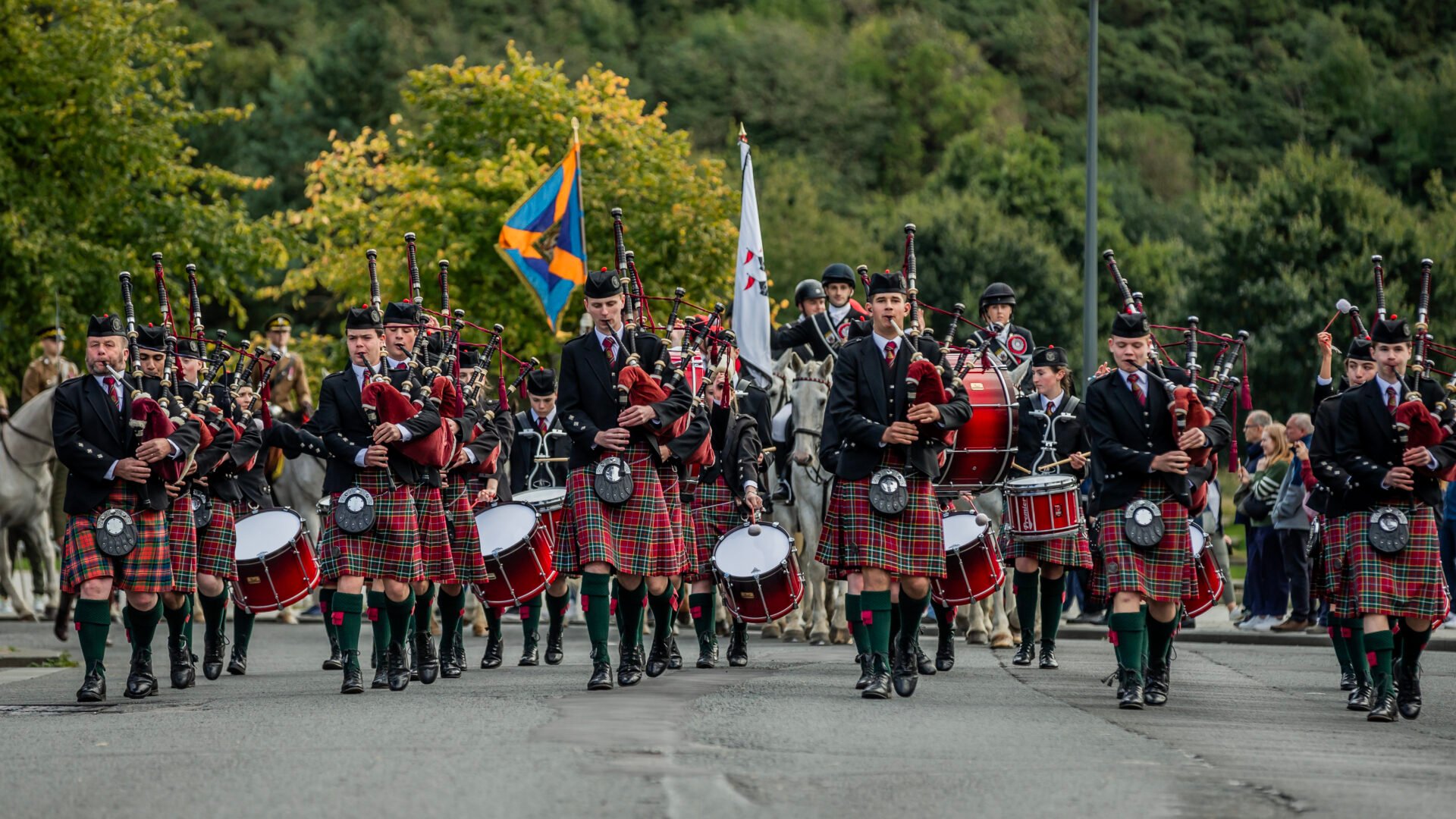 A marching pipe band