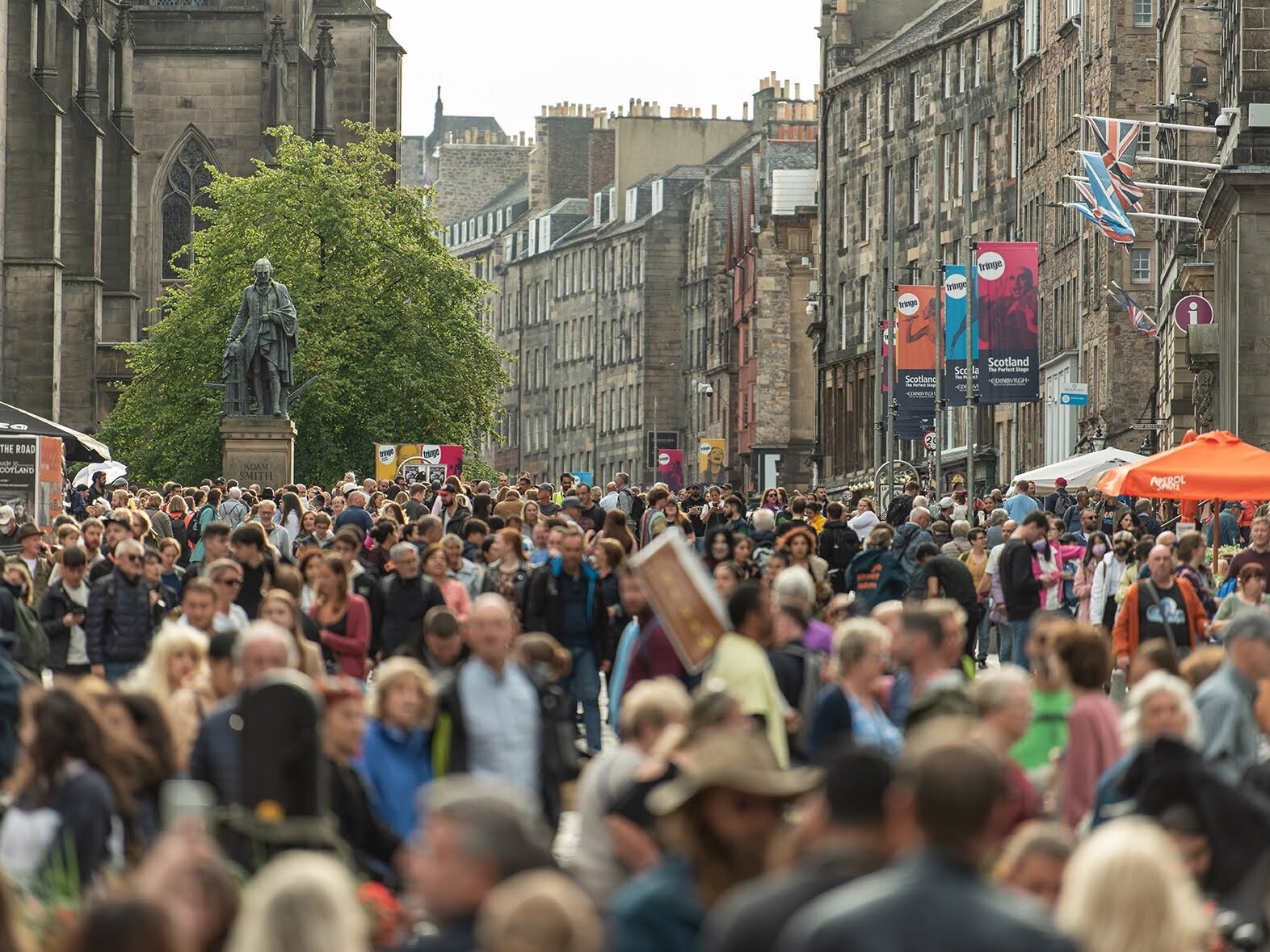 Crowds on The Royal Mile during the Edinburgh Festival Fringe