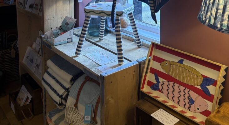 Stool and picture on display at Flowers and Gifts by Emily
