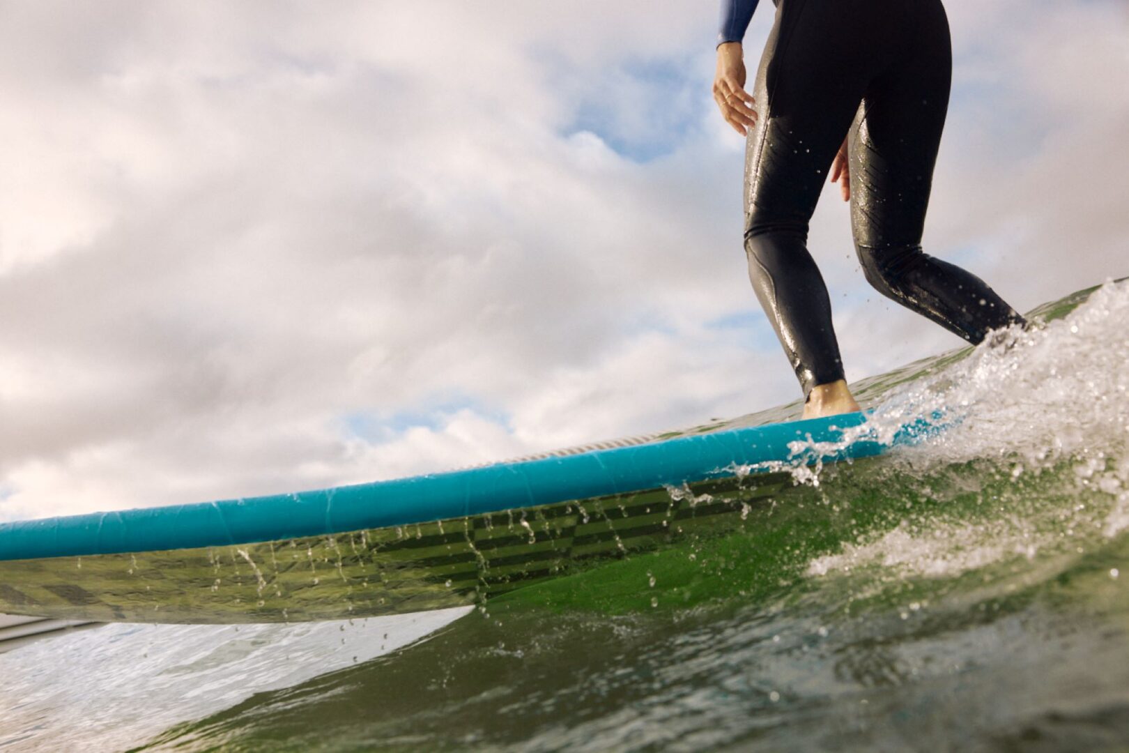 Close-up of person surfing.