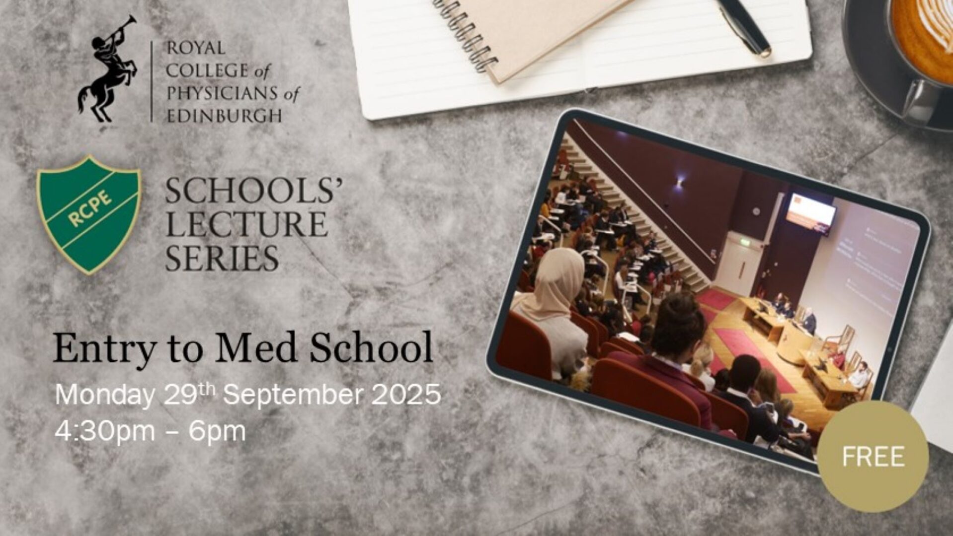 Poster image, containing a book, tablet and notebook.