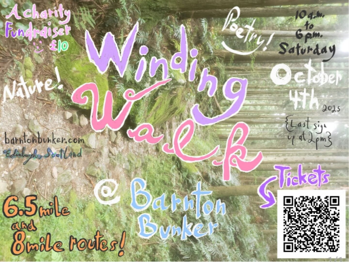 Poster image promoting Winding Walk - a town and nature appreciation walk at Barnton Bunker.