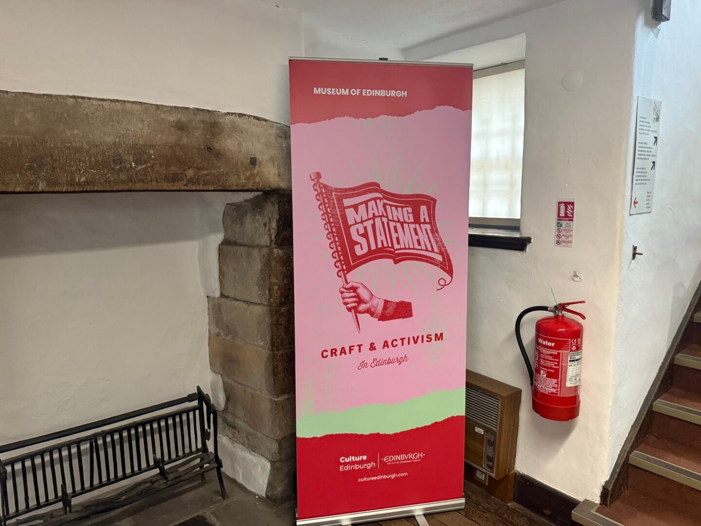 Craft and Activism banner in Museum of Edinburgh