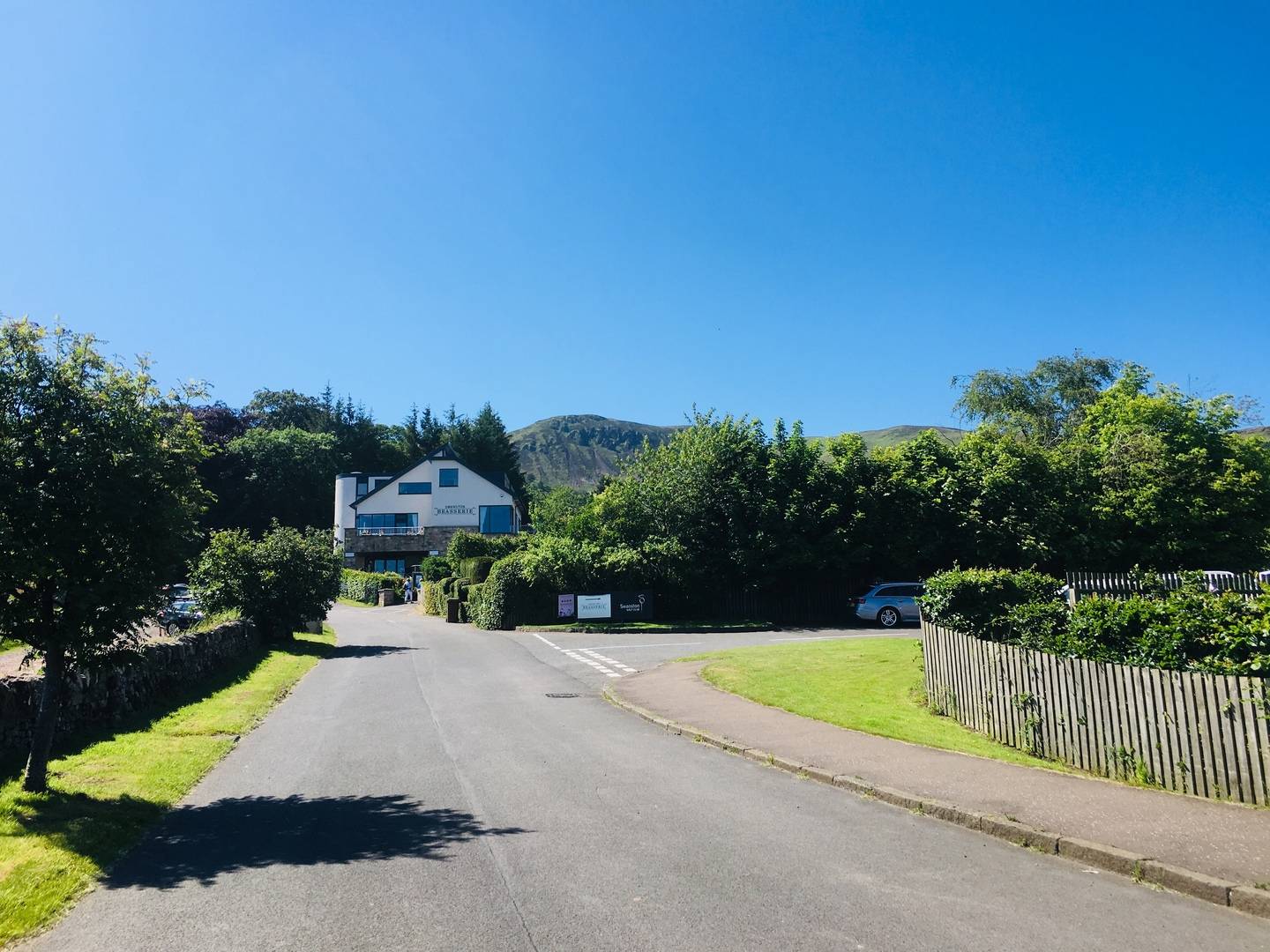 Swanston Brasserie with Pentland Hills in background,© Swanston Farm Ltd
