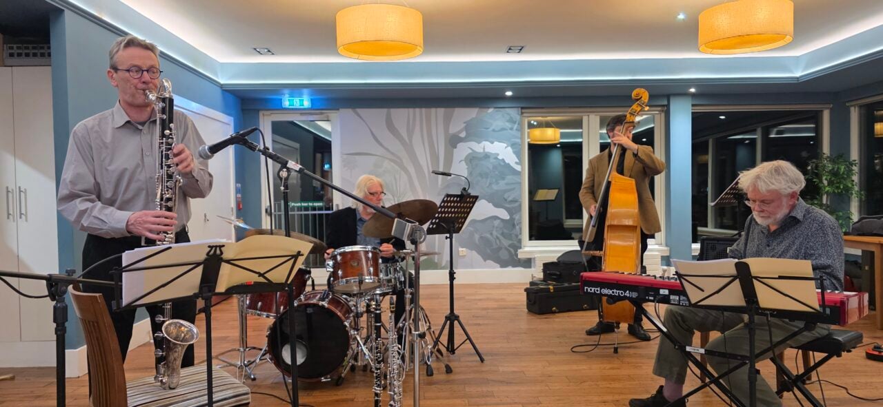 A band playing instruments