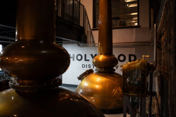 Close up of distillery tanks
