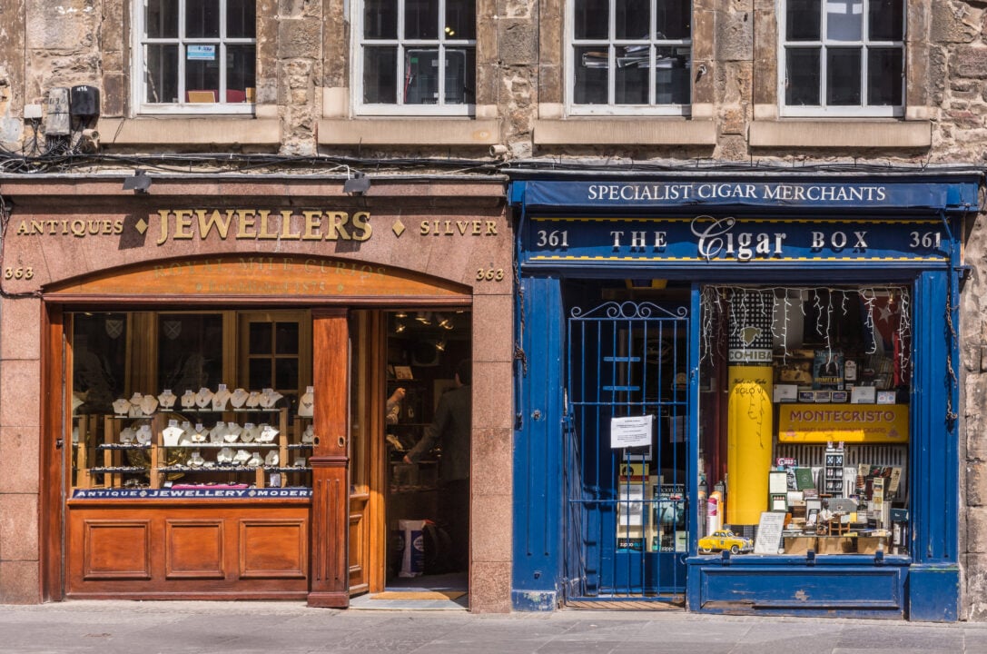 Exterior of shops along the Royal Mile
