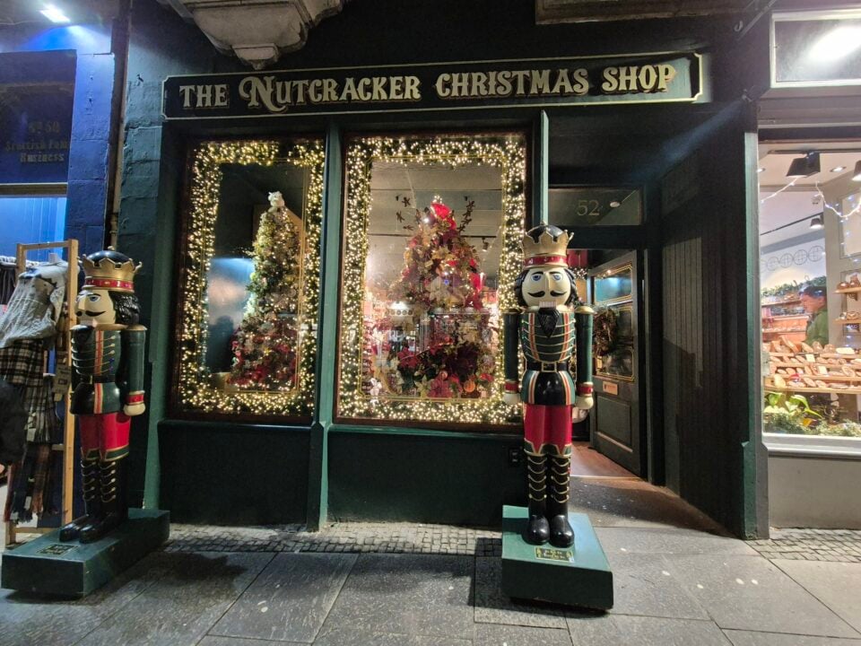 Exterior of Nutcracker Christmas Shop at Royal Mile.