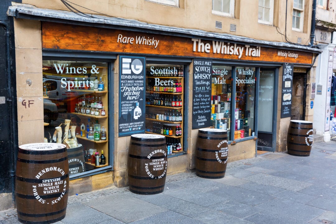 Exterior of a whiskey store at the Royal Mile