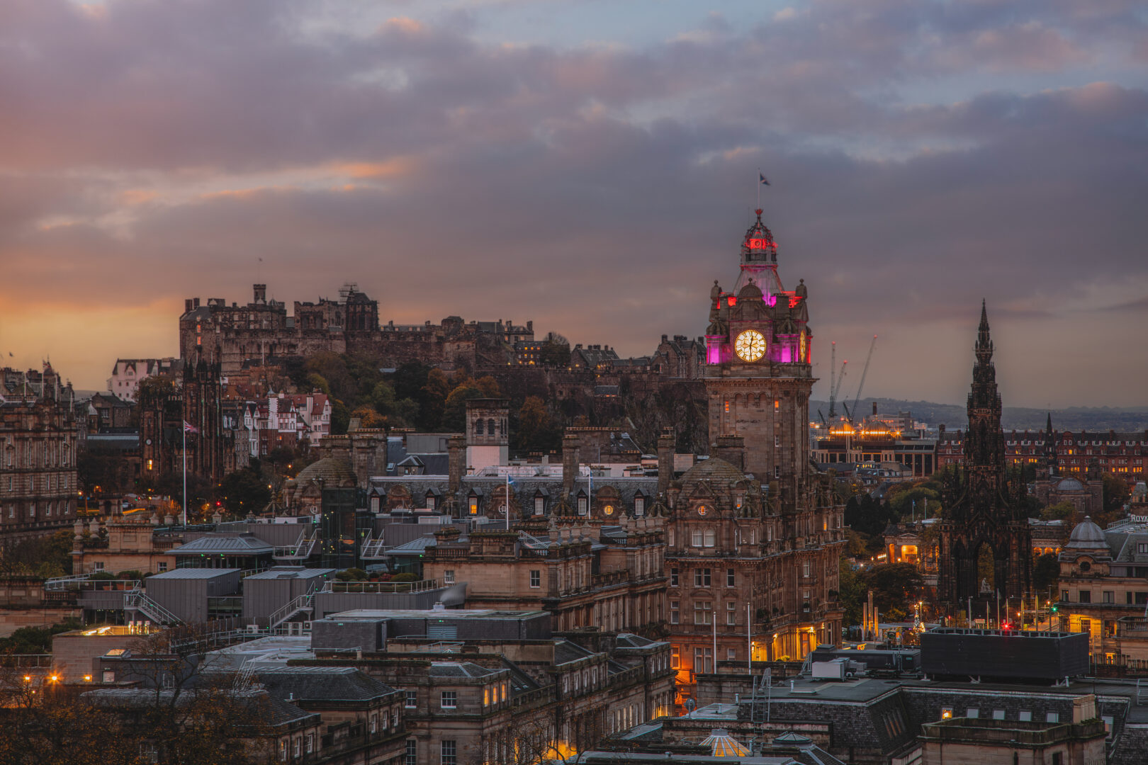 The Balmoral over a sunset