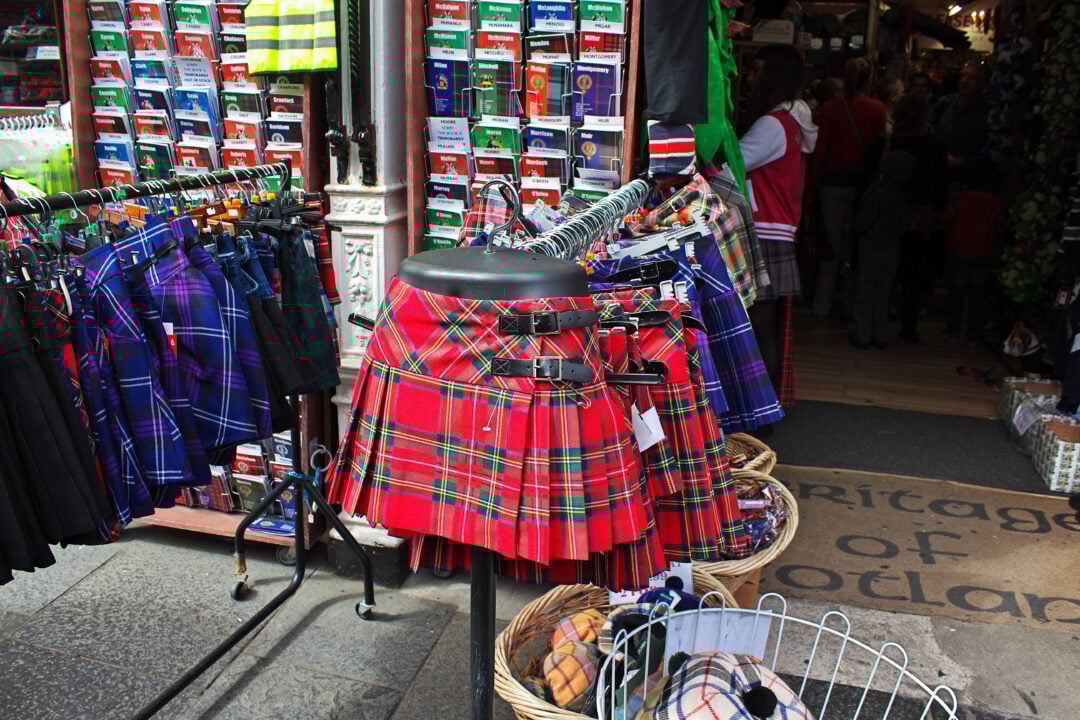 A kilt outside a shop