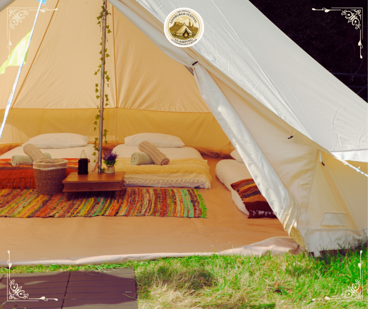 Inside Bell Tents at Edinburgh Festival Glamping