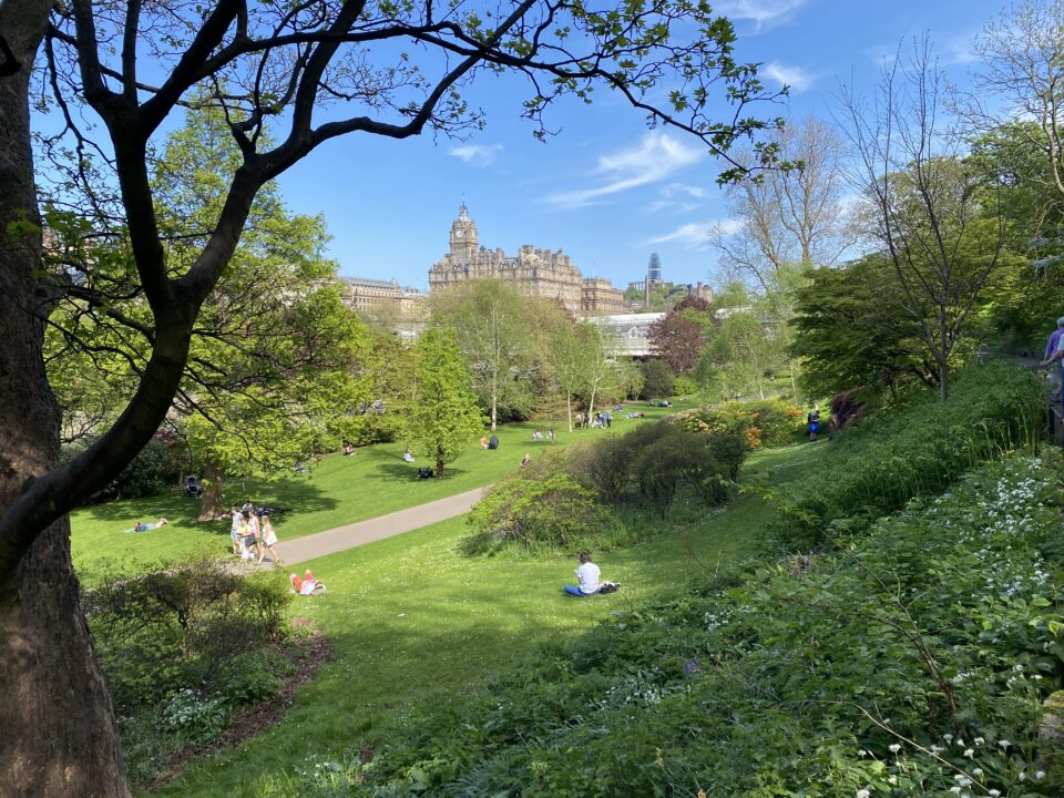 People having picnic in Princes Street Gardens