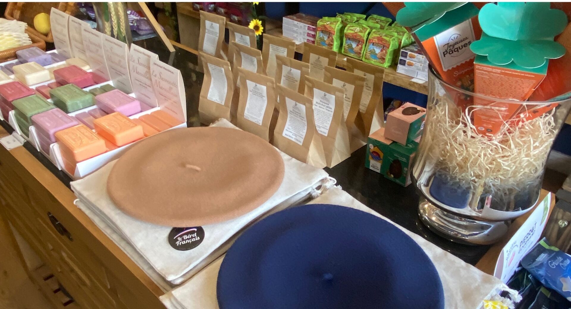 a display stand in Chez Roger