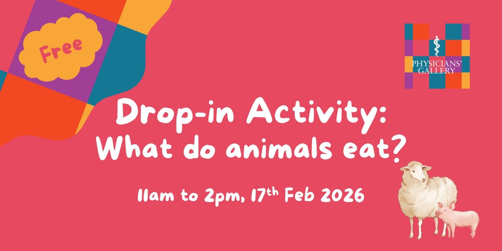 Event poster image showing a sheep and pig.