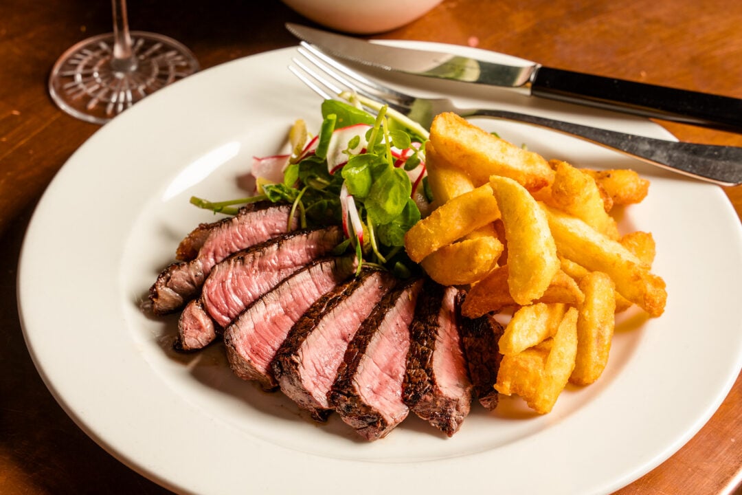 Plate set up at Hawksmoor with Steak and side