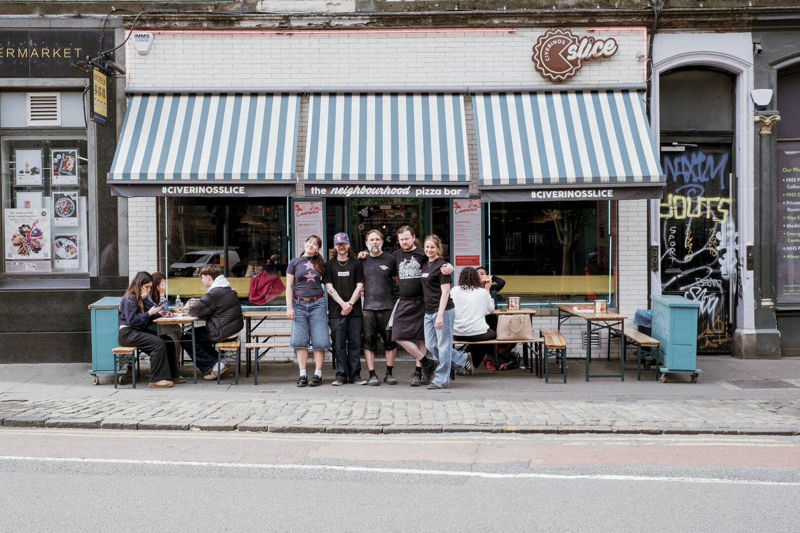 civerinos team standing outside civerinos forrest road with outdoor seating,© Civerinos
