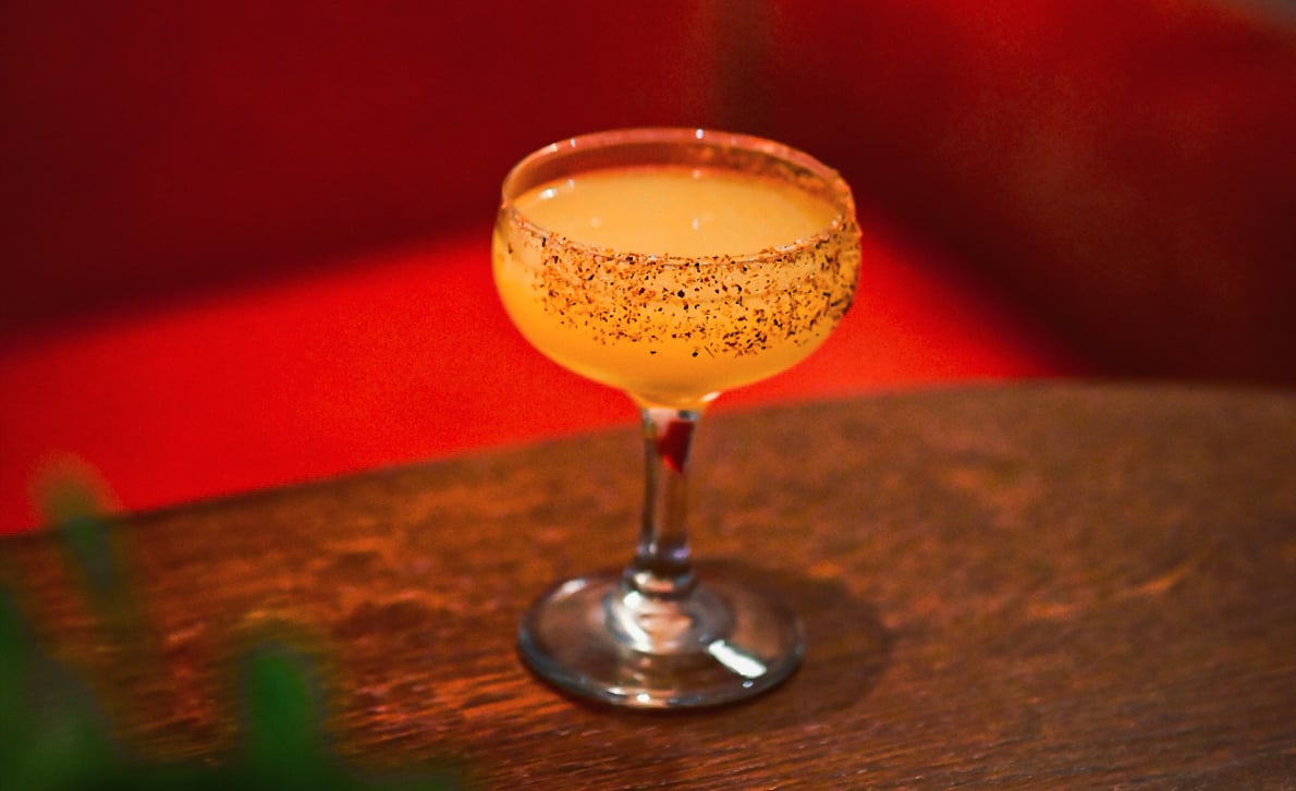 An orange coloured Margarita cocktail