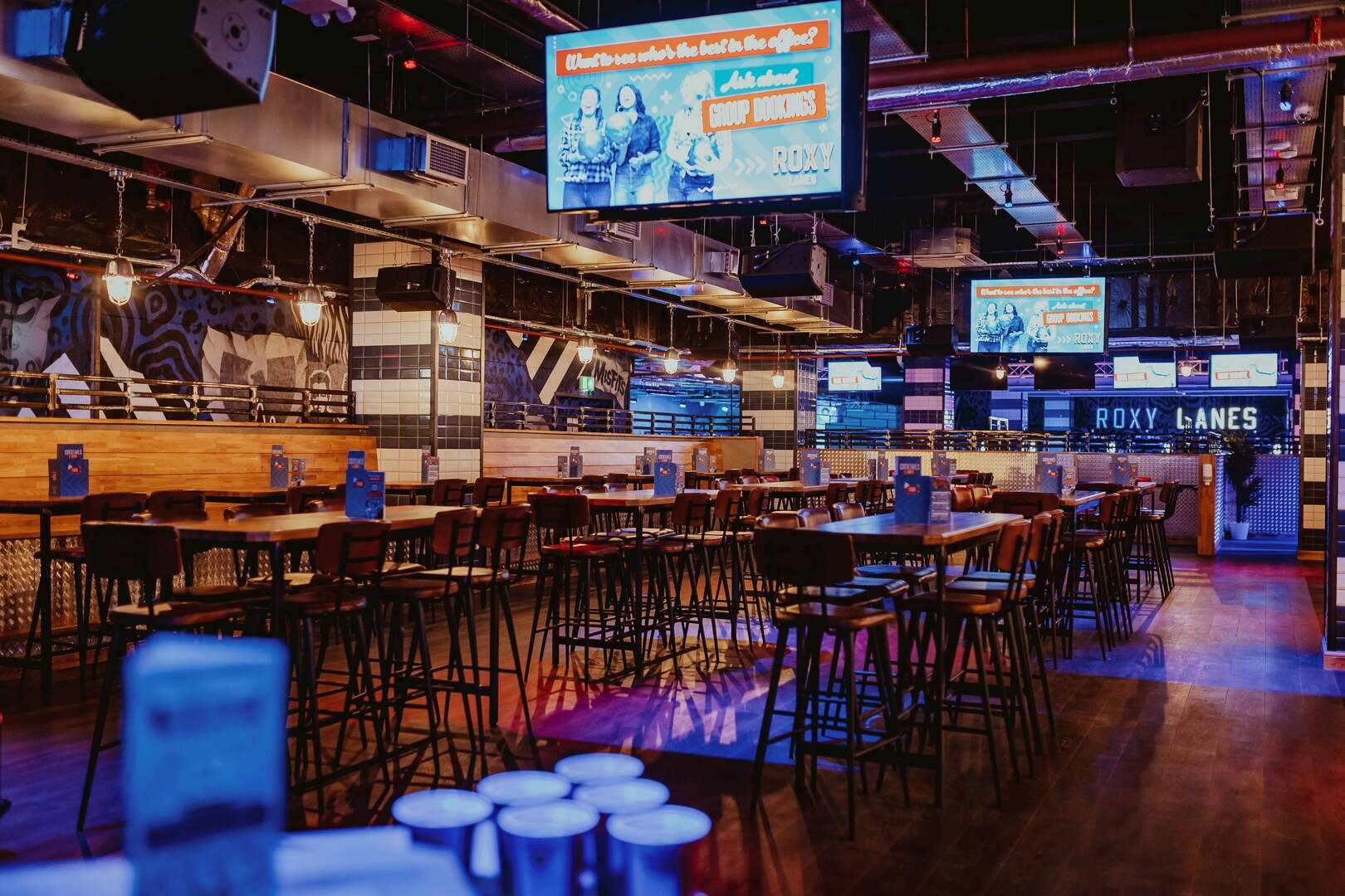 Seating area at Roxy Lanes