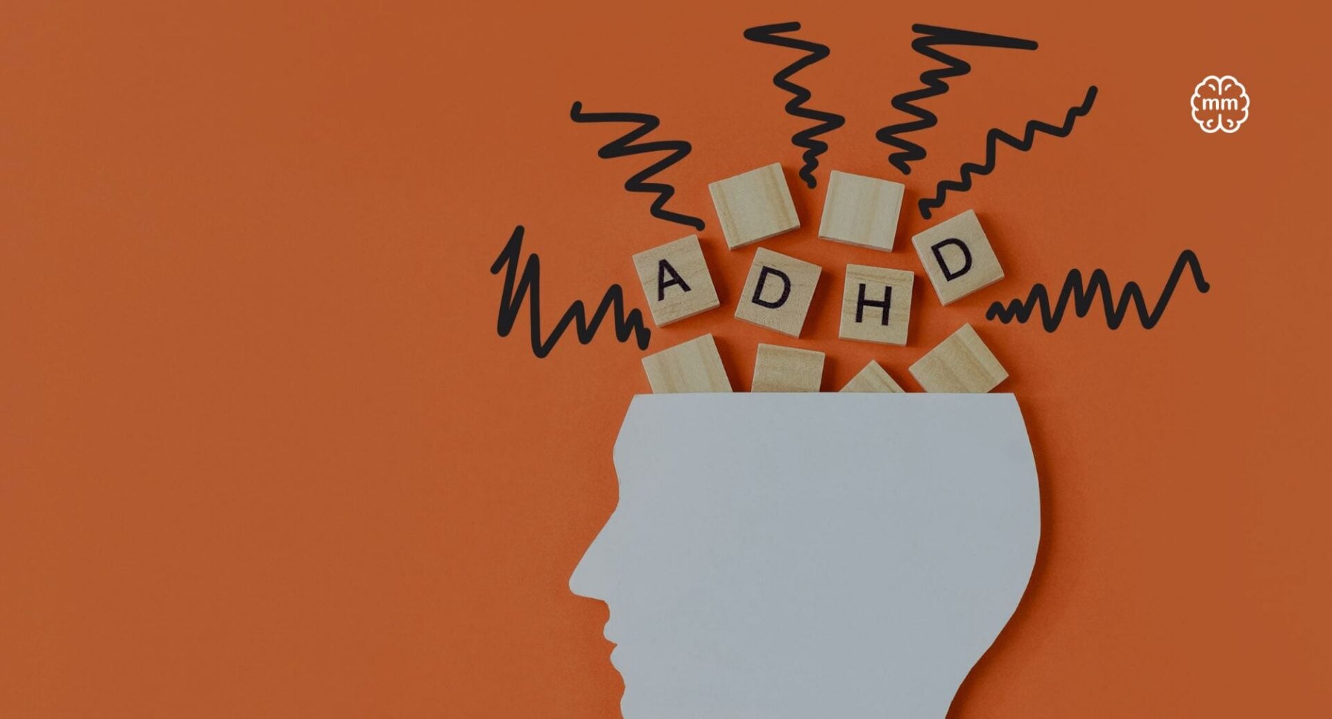 Silhouette image of a head, with the letters A, D, H and D coming out of it.