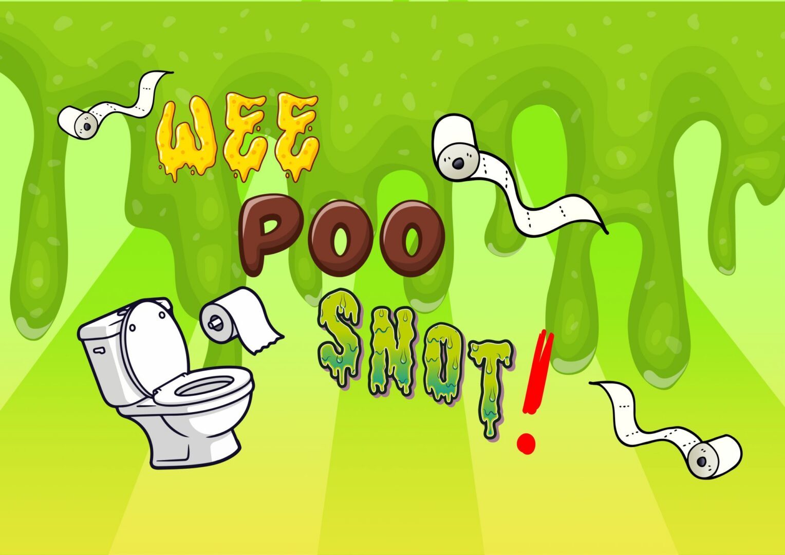Cartoon image of toilet and toilet paper for Wee, Poo, Snot! talk