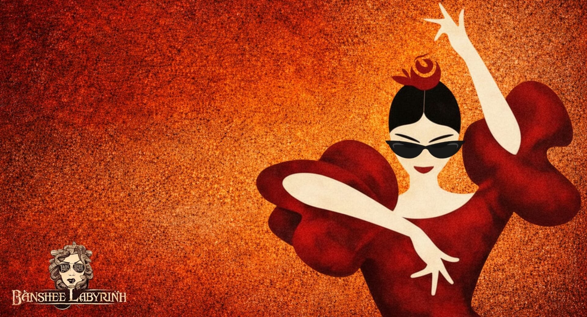 Poster image of a woman in a red dress dancing.