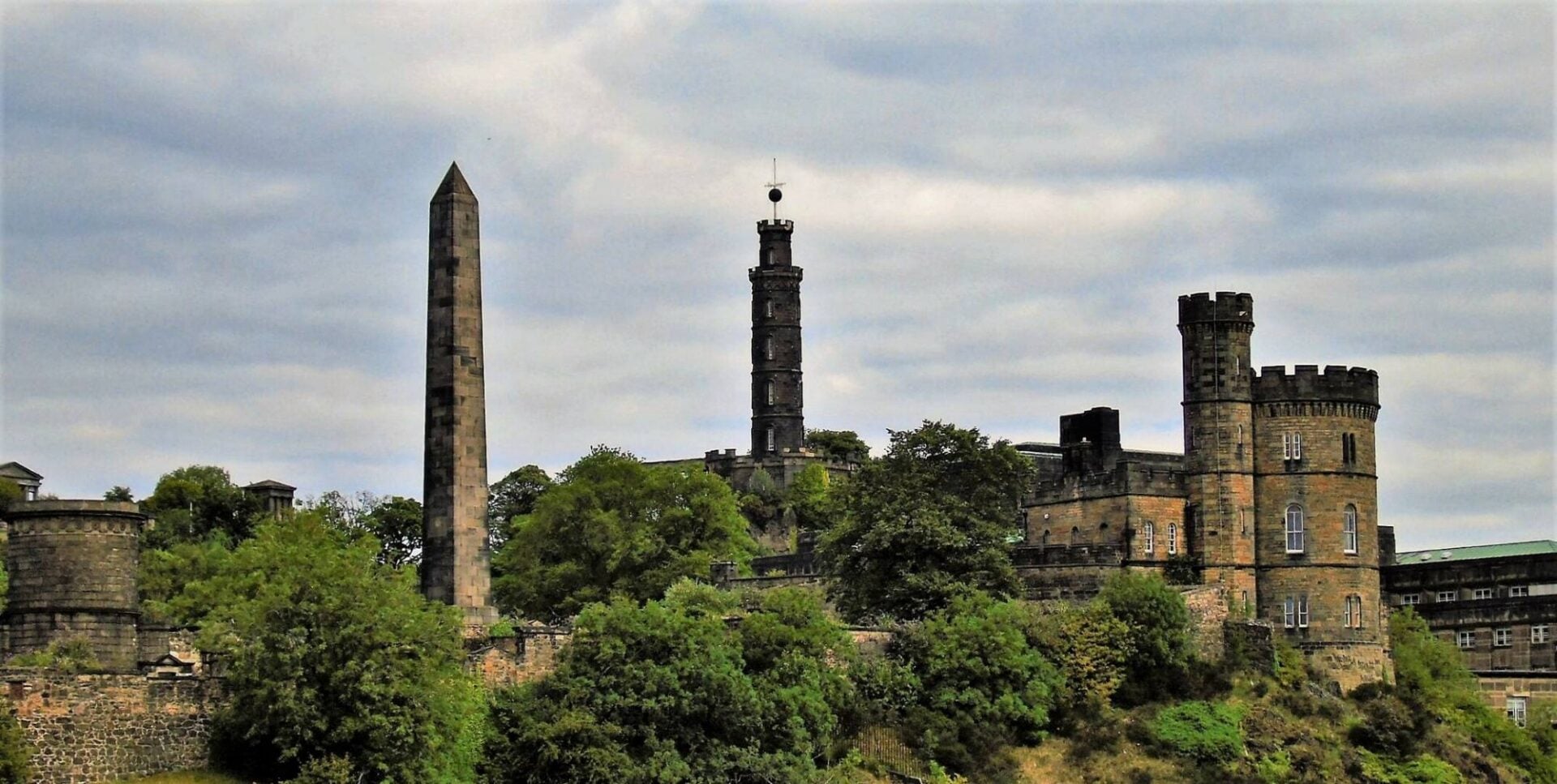Calton Hill Edinburgh with many interesting monuments and the famous Time Ball and views.