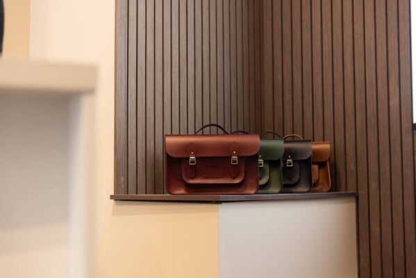 Cambridge Satchel England bags on display