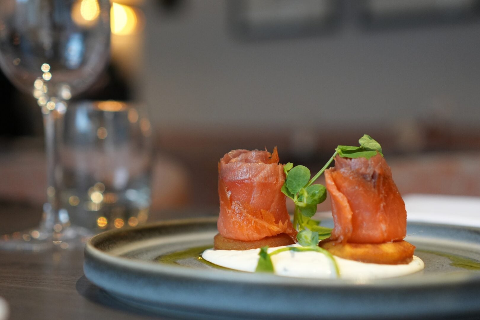 Salmon starter at Drinks & Dining at Ten Hill Place