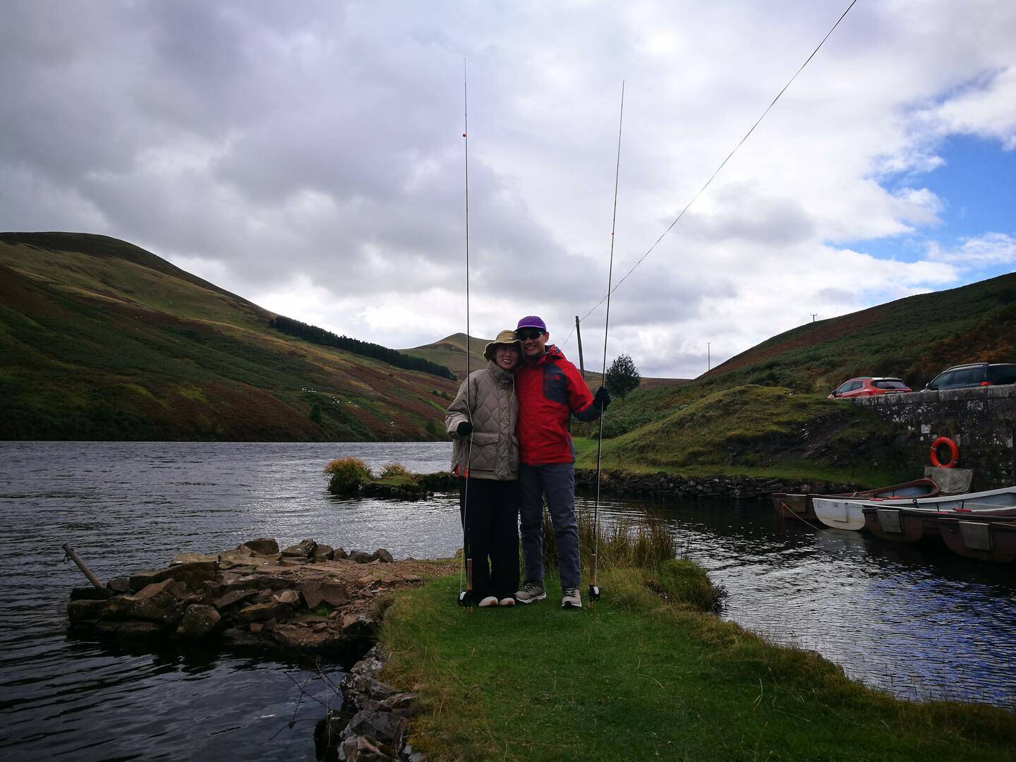 Man and woman fishing with Fly Life Scotland Tours
