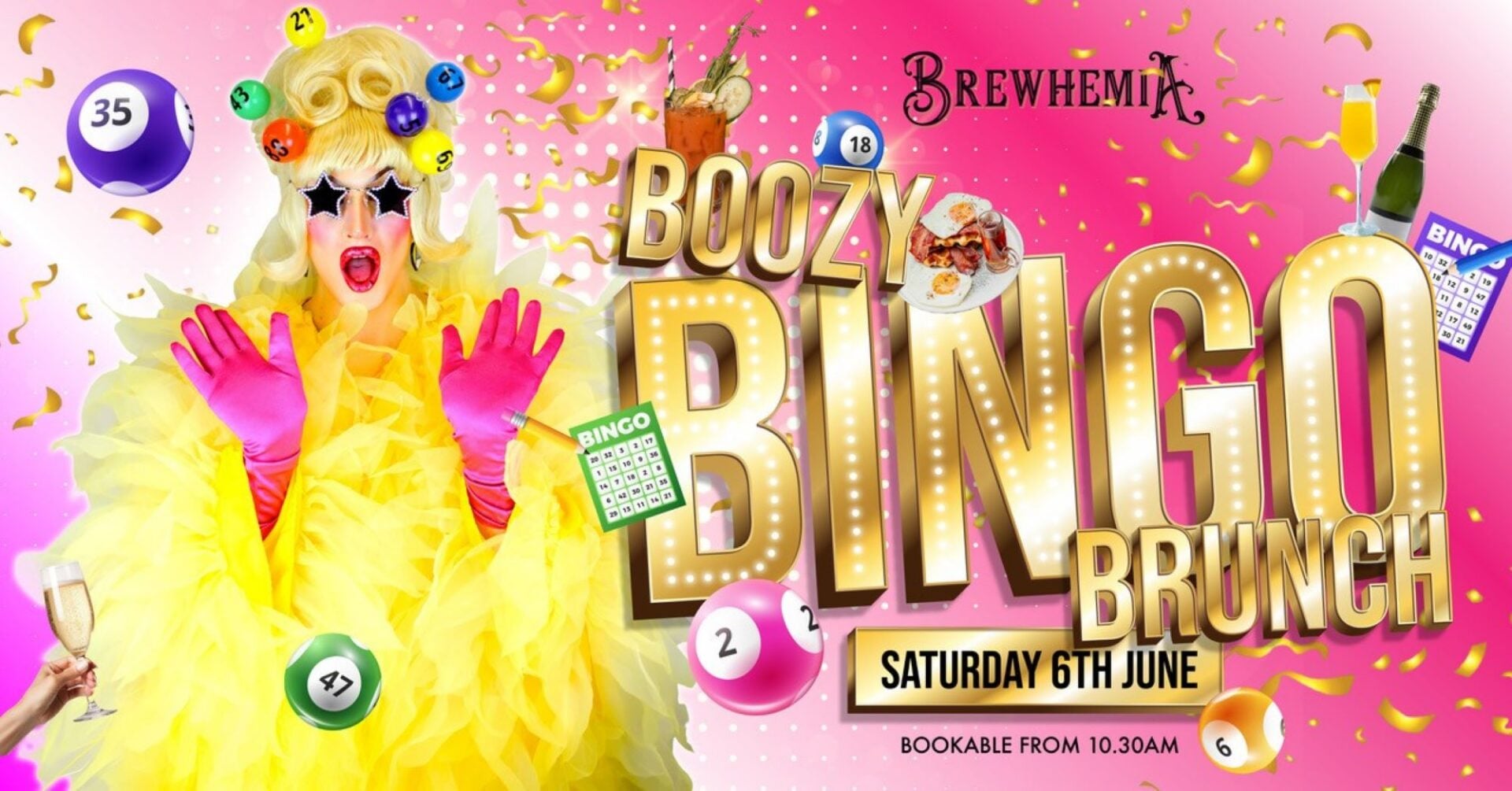 Poster advertising Boozy Bingo Brunch.