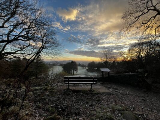 Corstorphine Hill viewpoint in winter