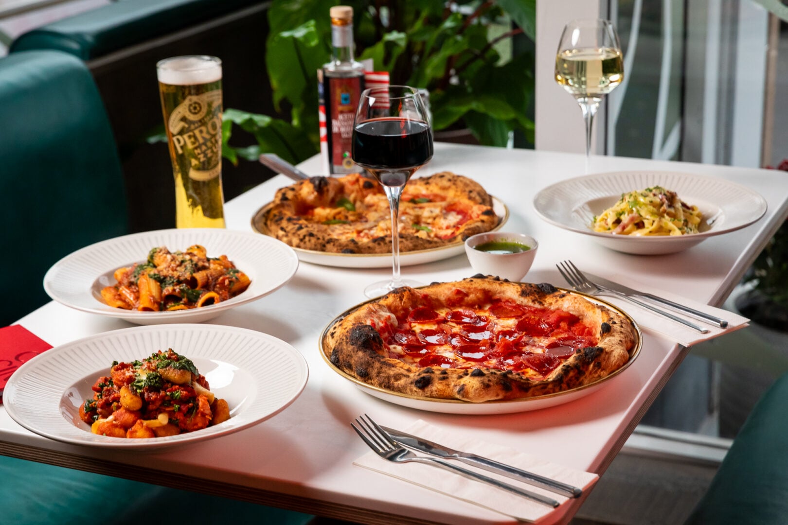 A table laid with Food dishes from Lido menu