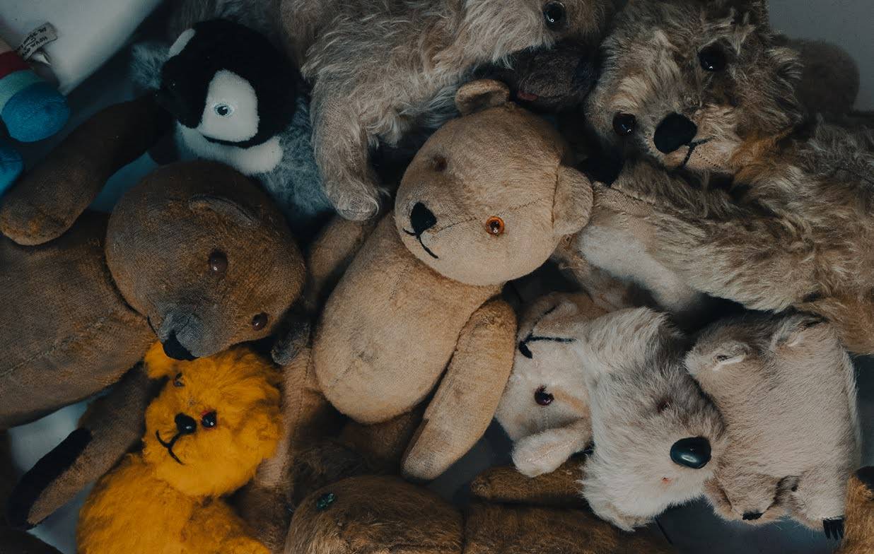 restored vintage teddies awaiting to be collected by their owners
,© leith toy hospital